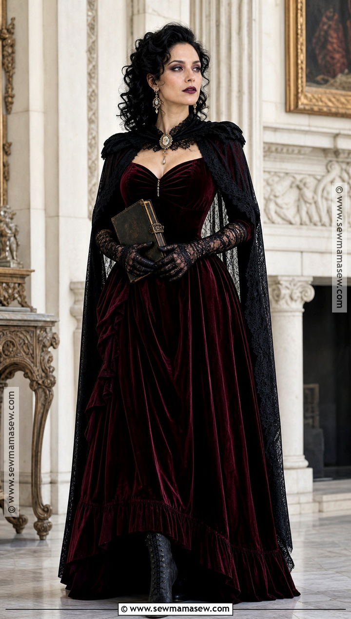 Victorian Vampire Costume With Velvet Gown - 40 Vampire Halloween Costume Ideas for Women