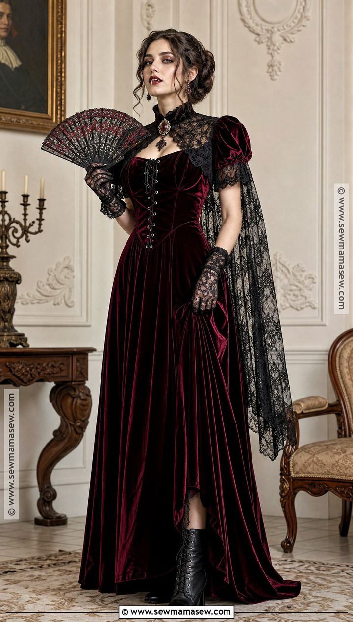 Victorian Vampire Costume With Velvet Gown - 30 vampire costume inspo ideas for women
