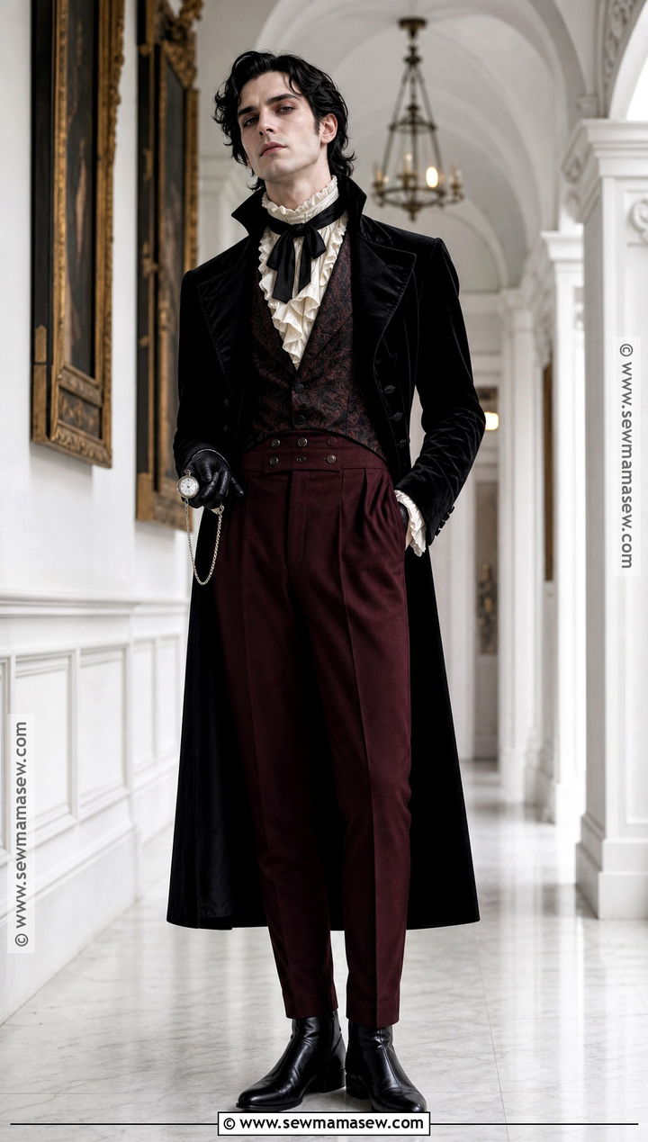 Victorian Vampire Outfit With Burgundy Trousers - 30 victorian vampire outfit male ideas