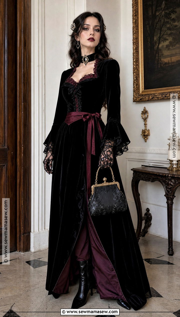 Victorian Vampire Outfit With Velvet Gown - 30 female vampire outfit ideas