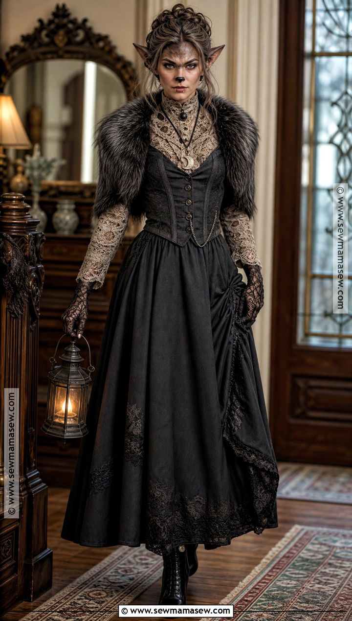 Victorian Werewolf Costume With Long Skirt - 30 werewolf costume ideas for females