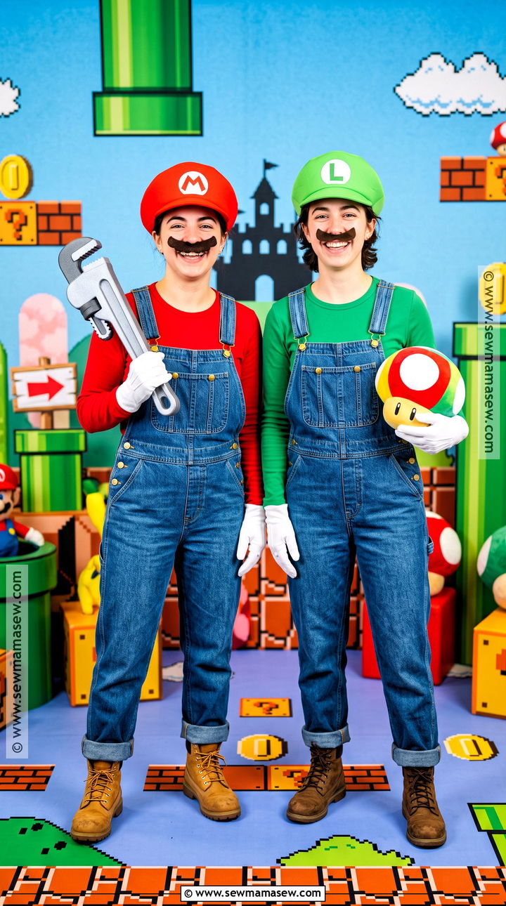 Video Game Plumber Duo Costume - 45 costume party ideas