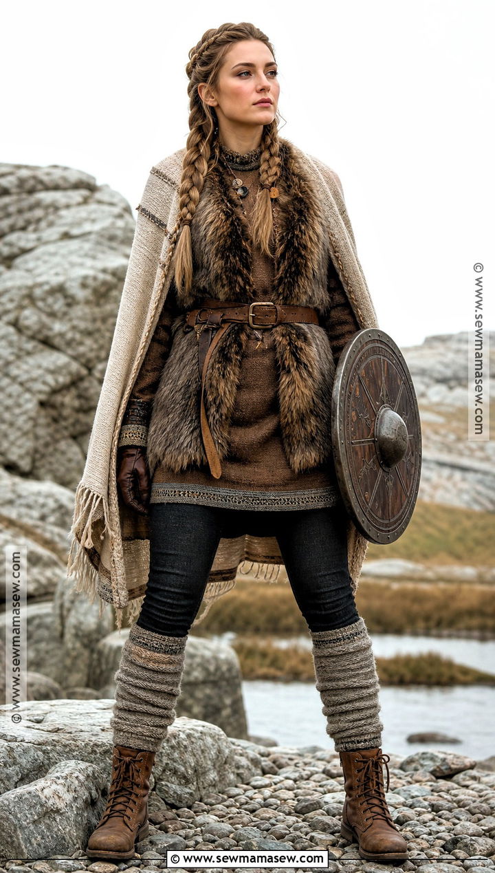 Viking Explorer Costume With Faux Fur Vest - 40 warm halloween costumes