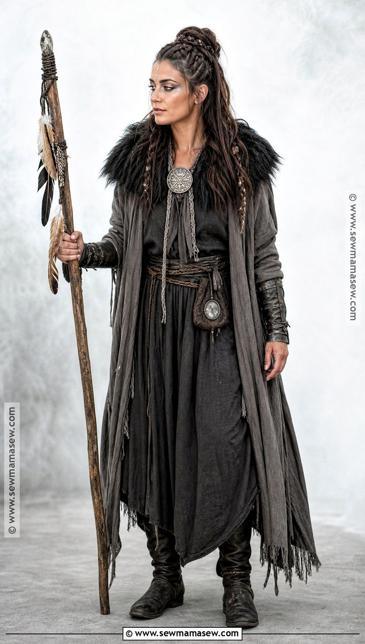 Viking Seer Witch Costume With Layered Robes - 30 viking witch costume ideas