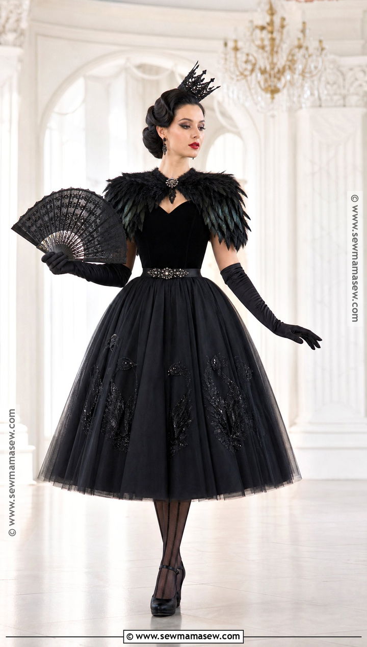 Vintage Black Swan Costume With Tea Length Skirt - 50 black swan costume ideas