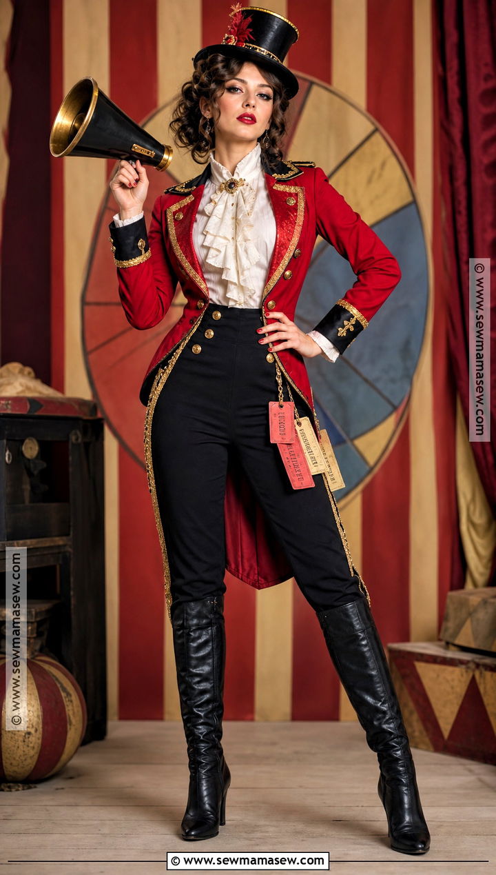 Vintage Circus Ringmaster Costume With Red Jacket - 35 halloween aesthetic costume ideas