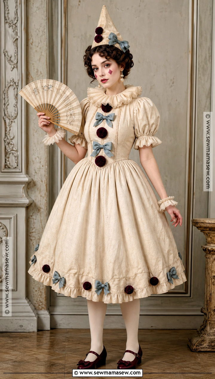 Vintage Clown Costume With Ruffle Dress - 30 Costume Clown Ideas