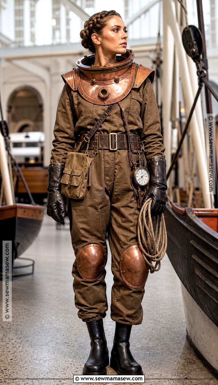 Vintage Deep Sea Diver Costume With Copper Helmet - 30 under the sea costumes for women