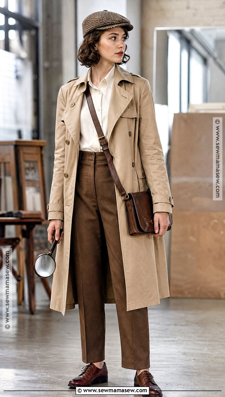 Vintage Detective Costume With Trench Coat - 45 women halloween costume ideas