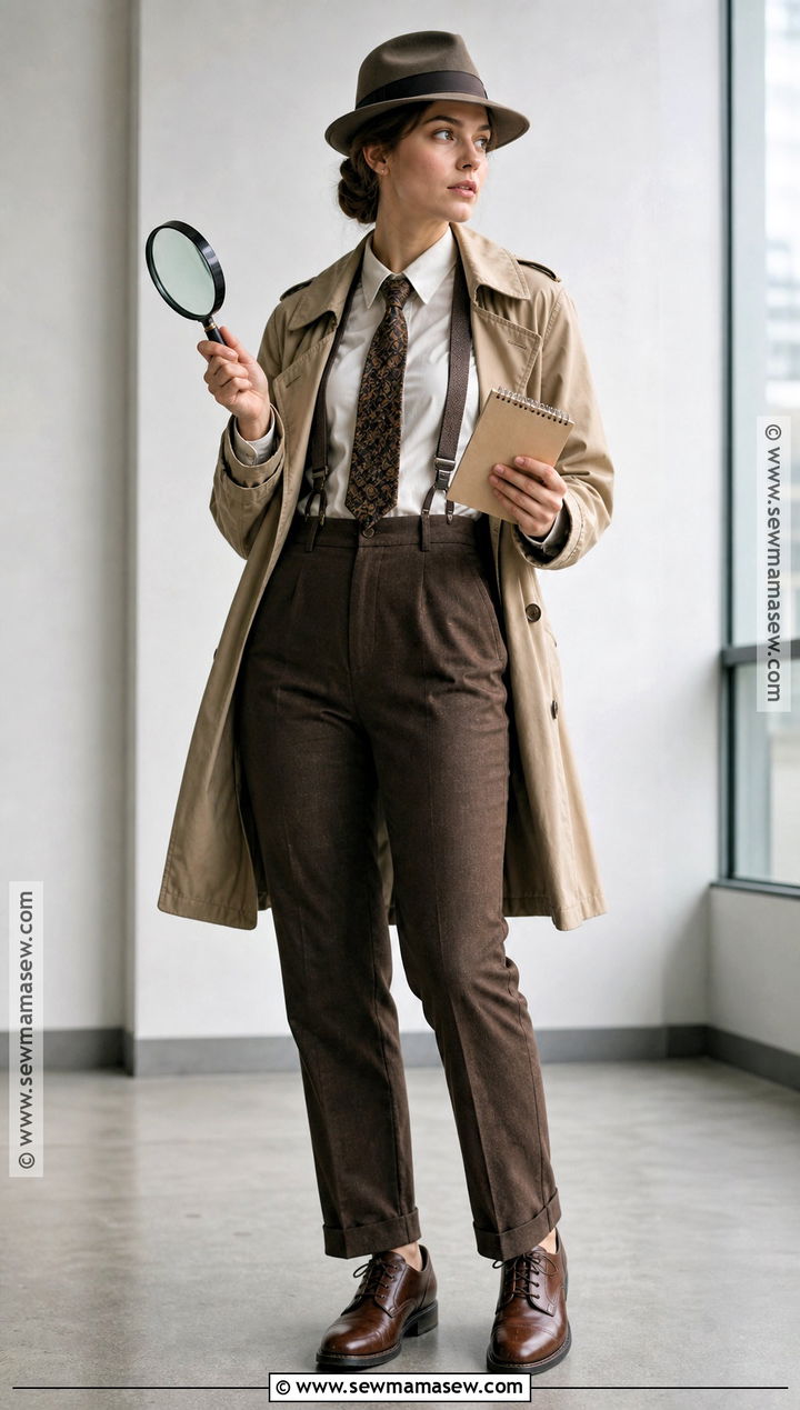 Vintage Detective Costume With Trench Coat - 50 halloween costumes ideas