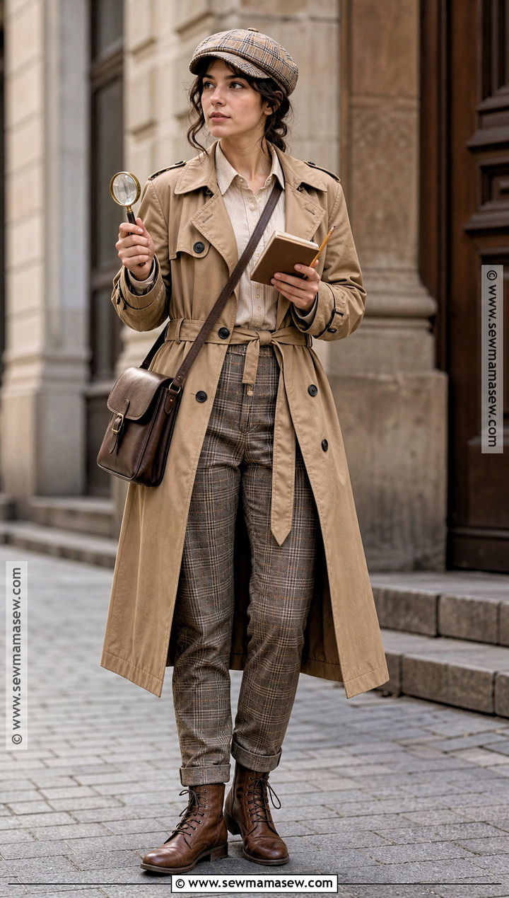 Vintage Detective Costume With Trench Coat - 30 Halloween Dress Up Ideas