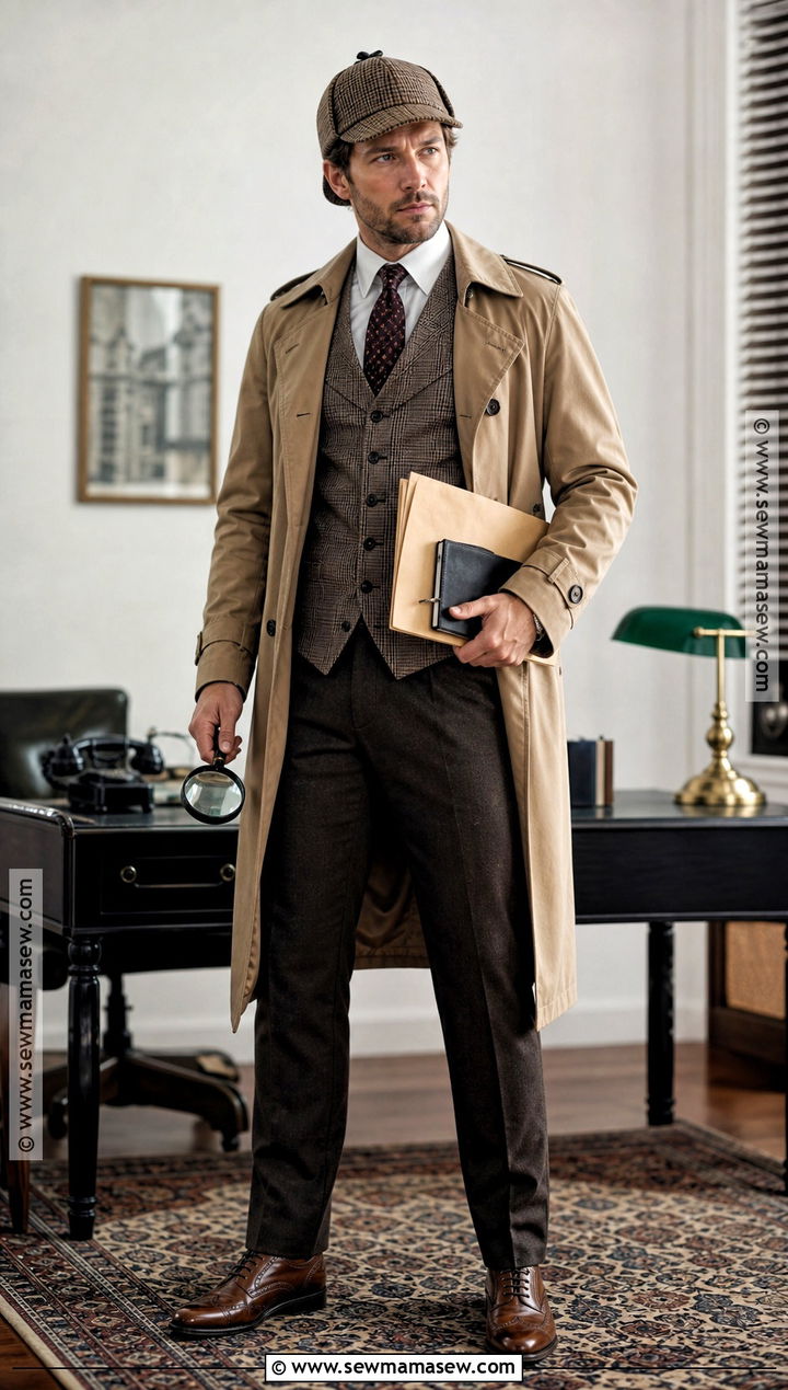 Vintage Detective Costume With Trench Coat - 35 halloween costumes one person
