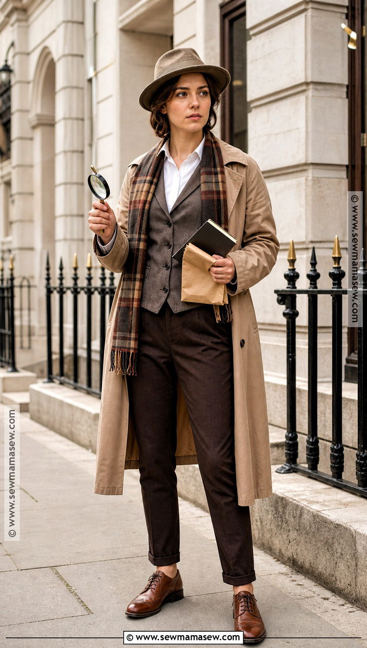 Vintage Detective Costume With Trench Coat - 30 costume for halloween ideas