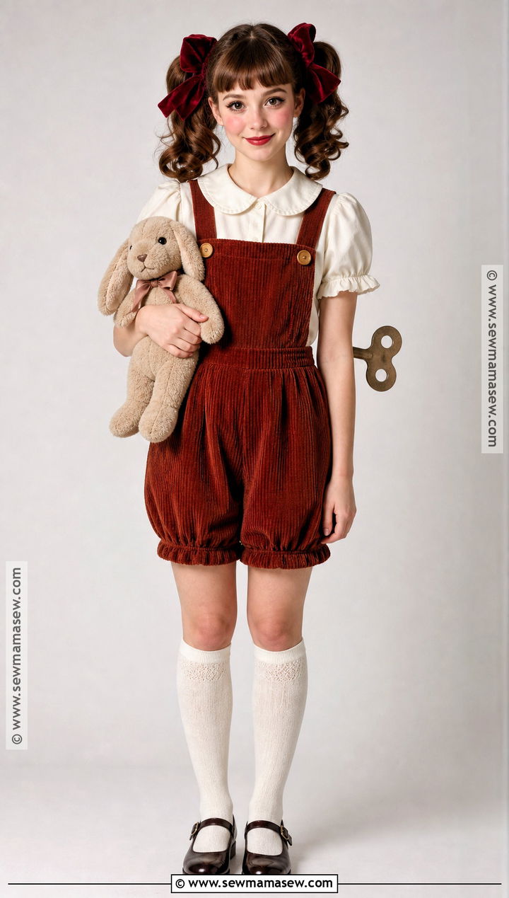 Vintage Doll Costume With Corduroy Overalls - 30 halloween costumes with overalls