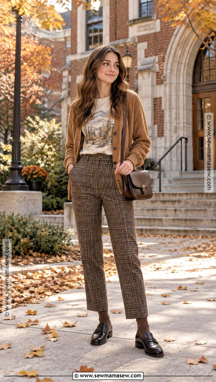 Vintage Fall Tee Shirt With Plaid Trousers - 20 Fall Tee Shirts