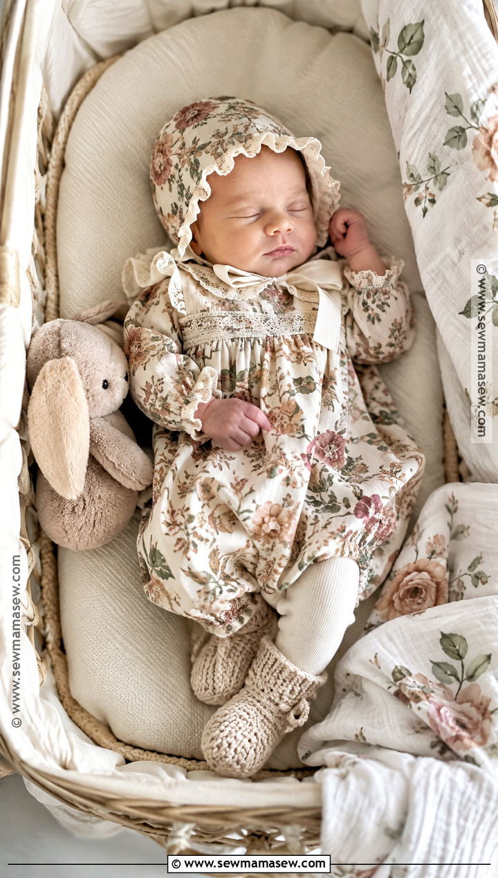 Vintage Floral Gown Baby Girl Fall Coming Home Outfit - 15 baby girl coming home outfit fall ideas