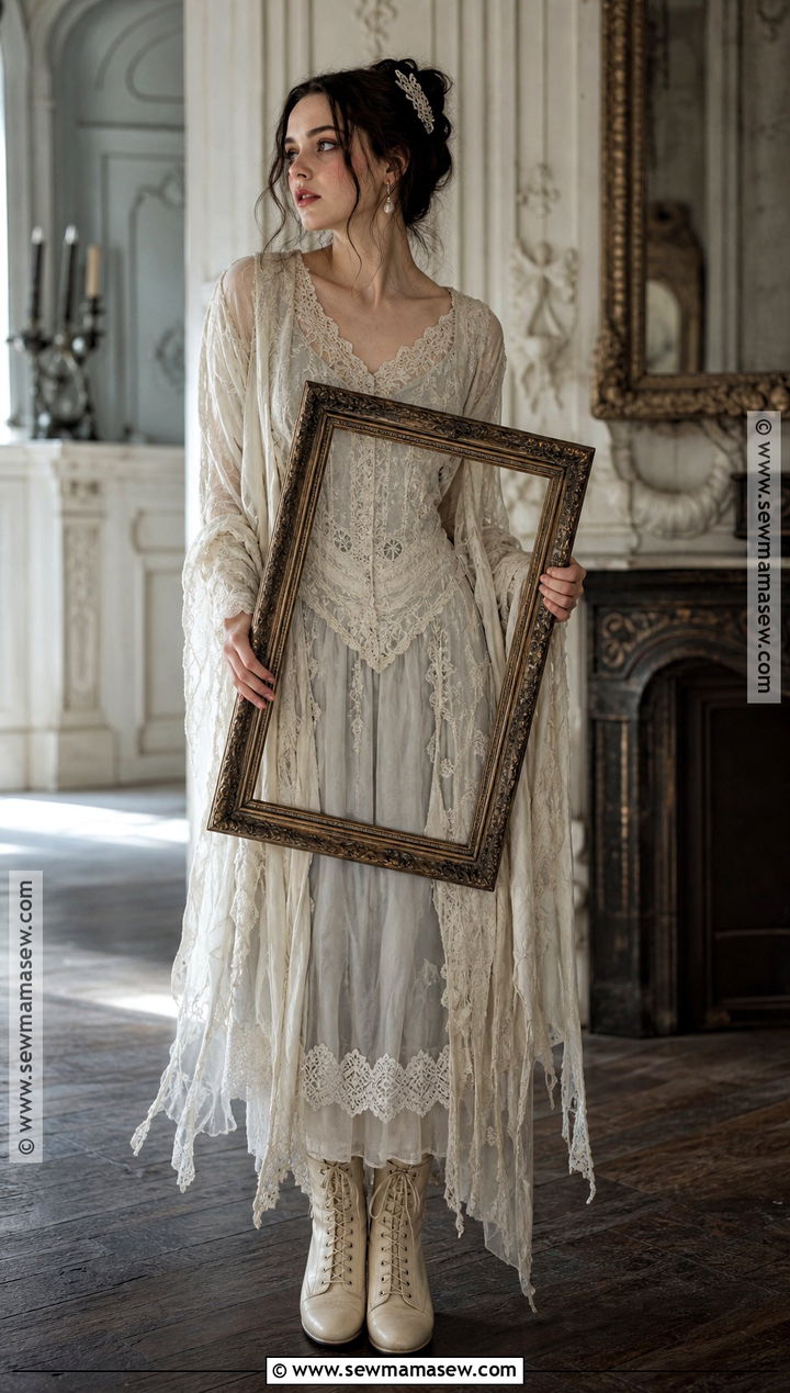 Vintage Ghost Outfit With Lace Dress - 30 Ghost Outfit Ideas