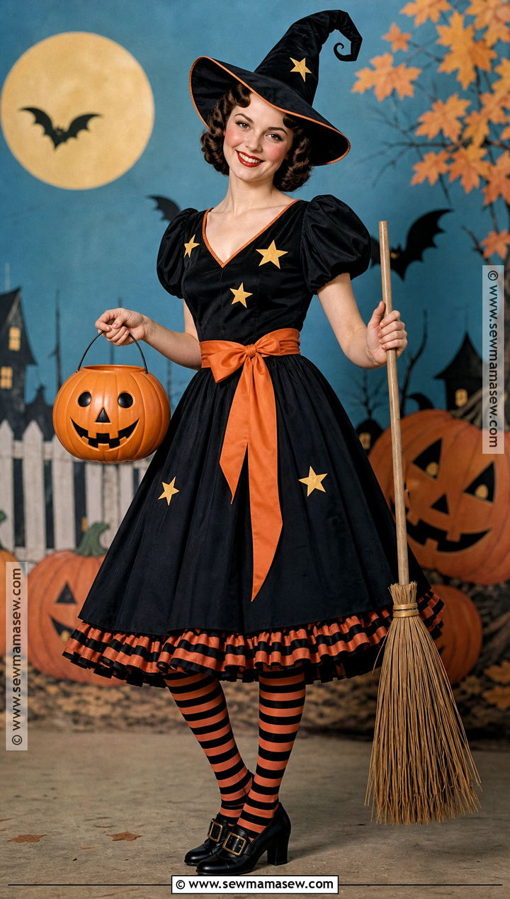 Vintage Halloween Postcard Witch Costume - 30 Vintage Witch Costume Ideas