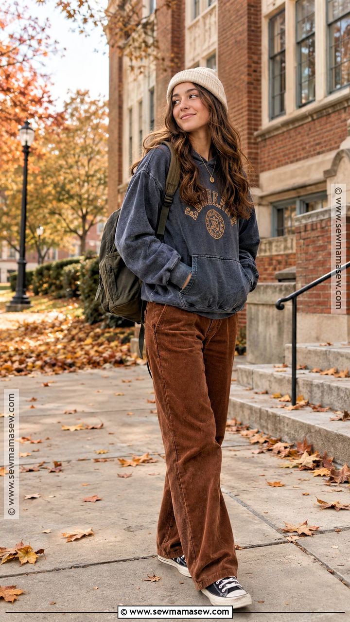 Vintage Hoodie With Corduroy Pants - 20 Back To School Hoodies