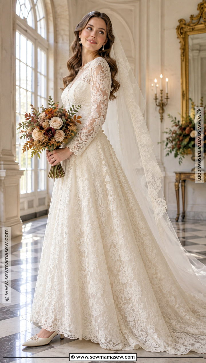 Vintage Lace A Line Wedding Dress - 15 Fall A Line Wedding Dress Ideas