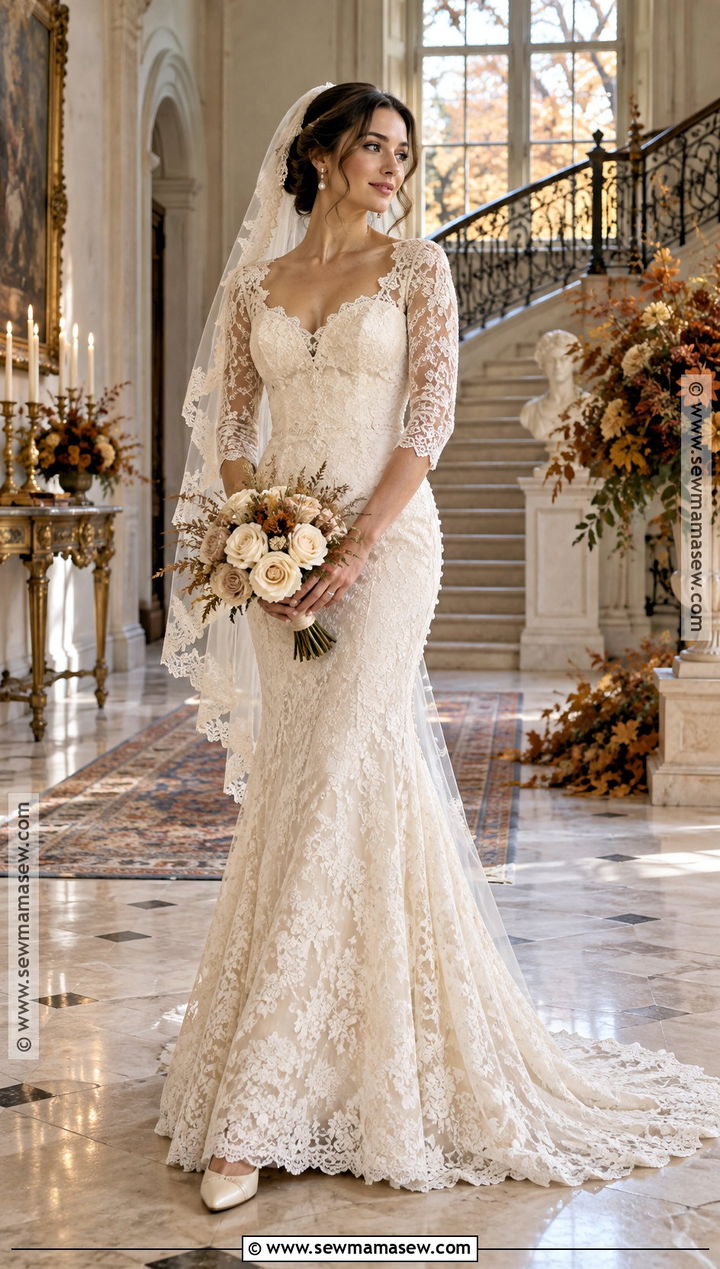 Vintage Lace Mermaid Wedding Dress - 15 Fall Mermaid Wedding Dress Ideas
