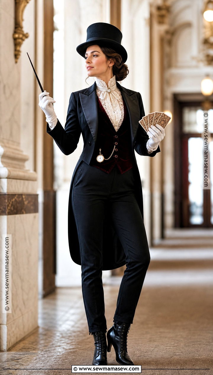 Vintage Magician Costume With Velvet Vest - 35 Magician Costume Ideas for Women