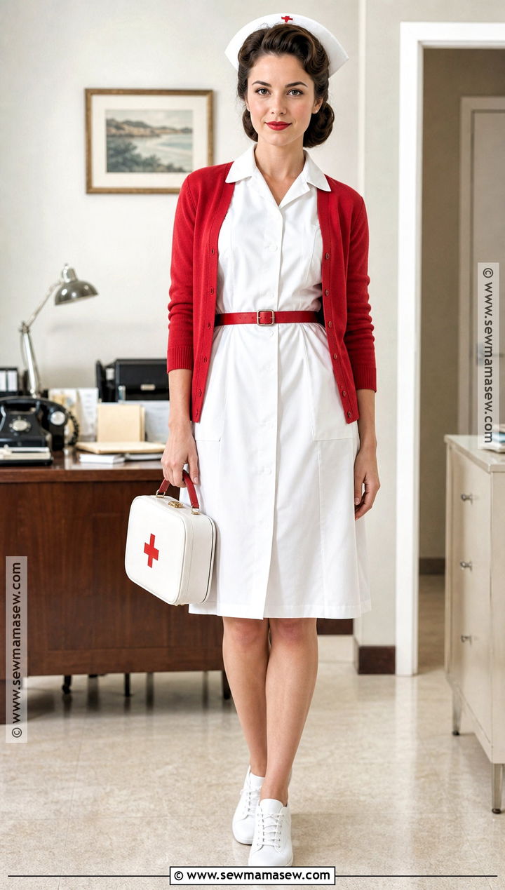 Vintage Nurse Costume With White Dress - 30 White Dress Costume Ideas