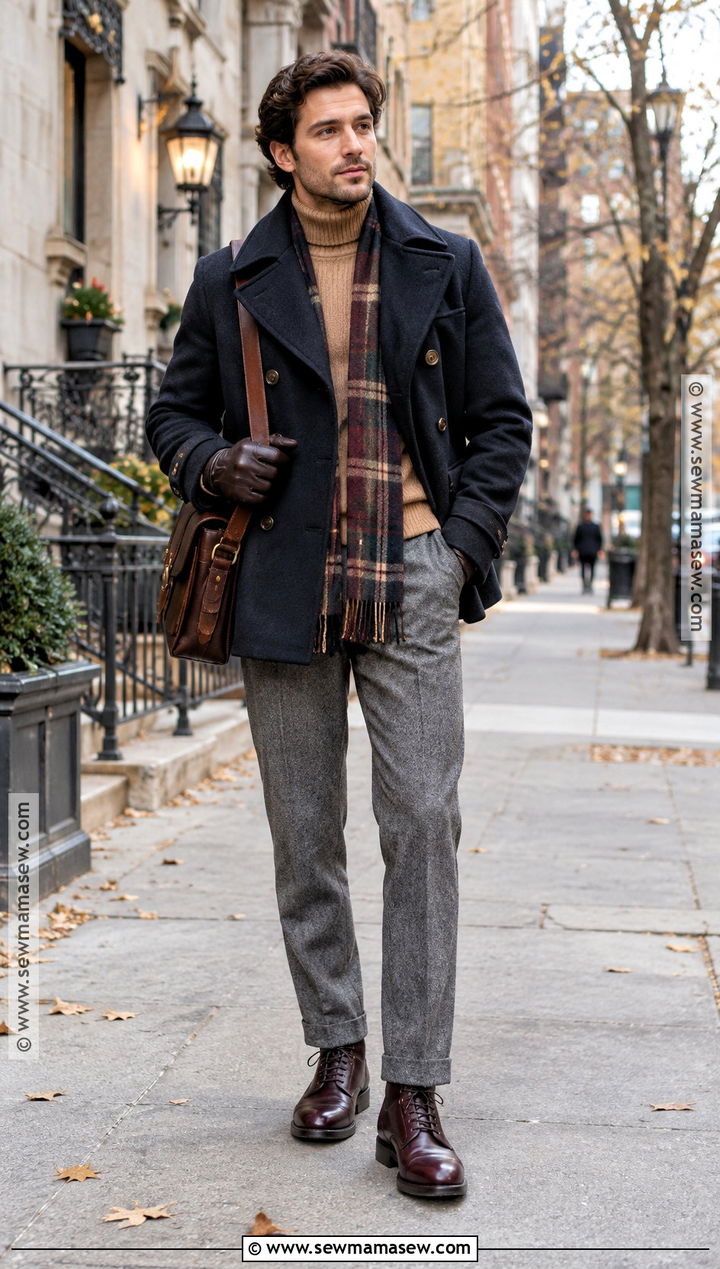 Vintage Peacoat And Turtleneck Outfit - 15 fall outfits aesthetic vintage for men