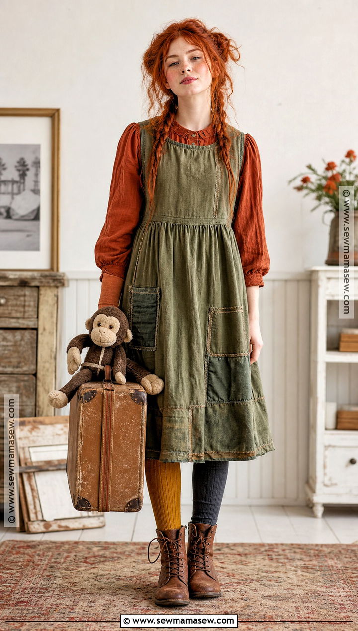 Vintage Pippi Longstocking Costume With Patchwork Smock - 35 pippi longstocking costume ideas