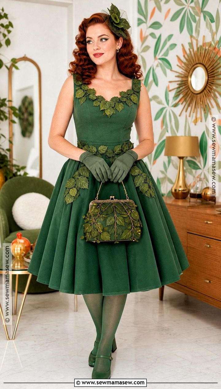 Vintage Poison Ivy Costume With Fit And Flare Dress - 50 poison ivy costume ideas
