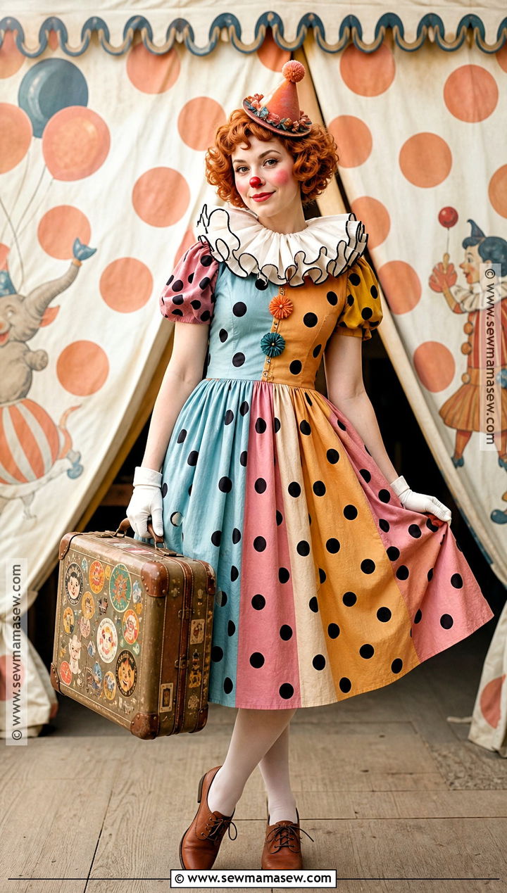 Vintage Polka Dot Circus Clown Costume - 30 circus clown costume ideas