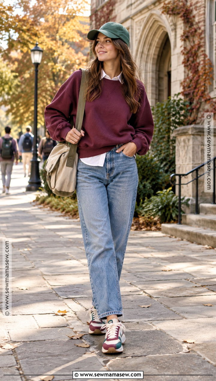 Vintage Sweatshirt and Mom Jeans Indie Fall Outfit - 20 indie fall outfits