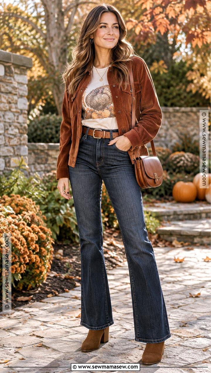 Vintage Thanksgiving T Shirt With Flared Jeans - 20 Thanksgiving Tshirt Ideas