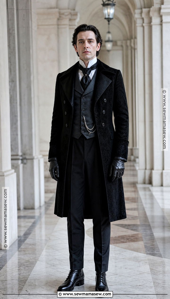Vintage Vampire Outfit With Double Breasted Coat - 30 male vampire outfit ideas