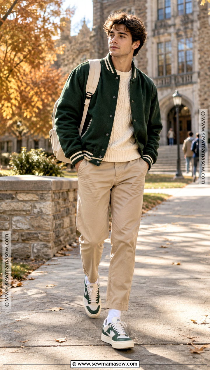 Vintage Varsity Jacket Fall Outfit - 15 fall outfits aesthetic vintage for men