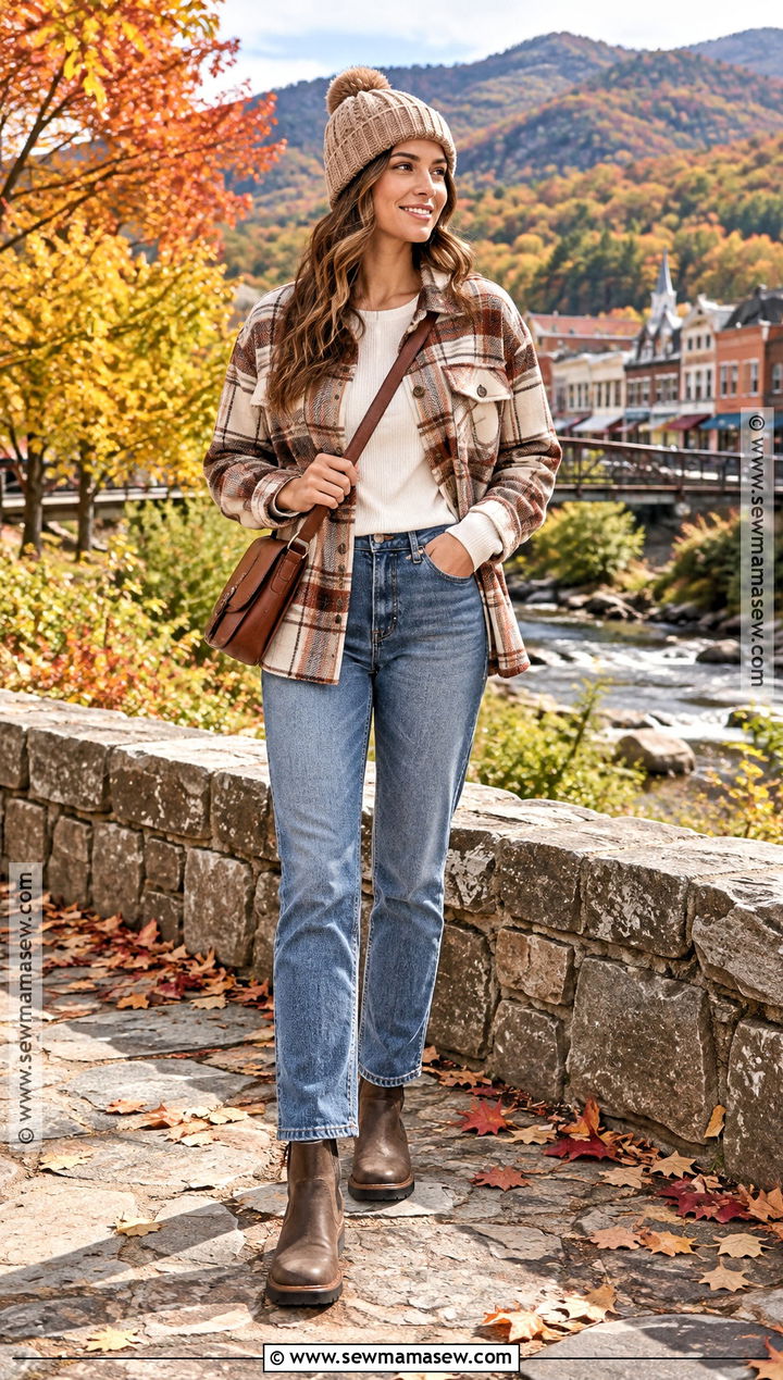 Virginia Fall Outfit With Plaid Shacket and Ankle Boots - 15 virginia fall outfits