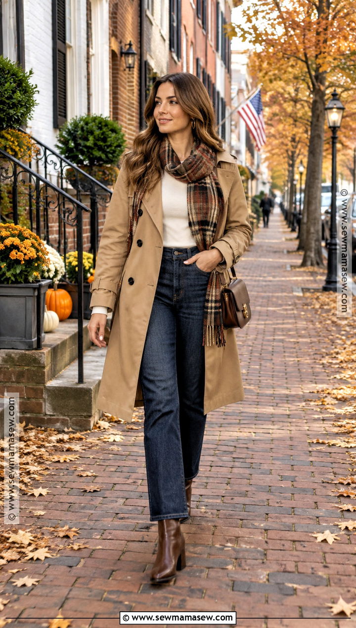 Virginia Fall Outfit With Trench Coat and Jeans - 15 virginia fall outfits