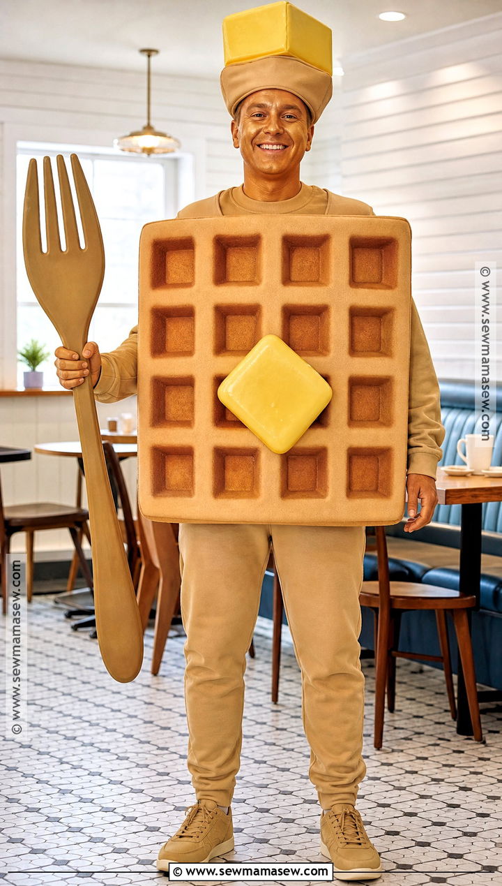 Waffle Costume With Butter Hat - 30 Food Costume Ideas