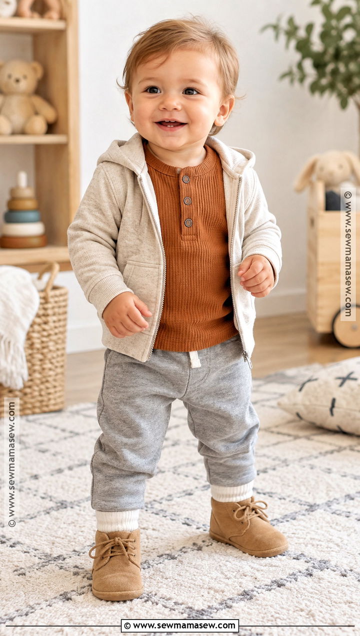 Waffle Henley And Joggers Fall Baby Outfit - 20 fall baby outfits