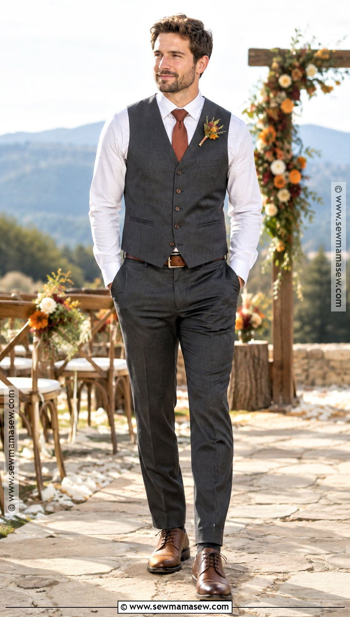Waistcoat And Trouser Groomsmen Outfit - 15 autumn groomsmen attire ideas