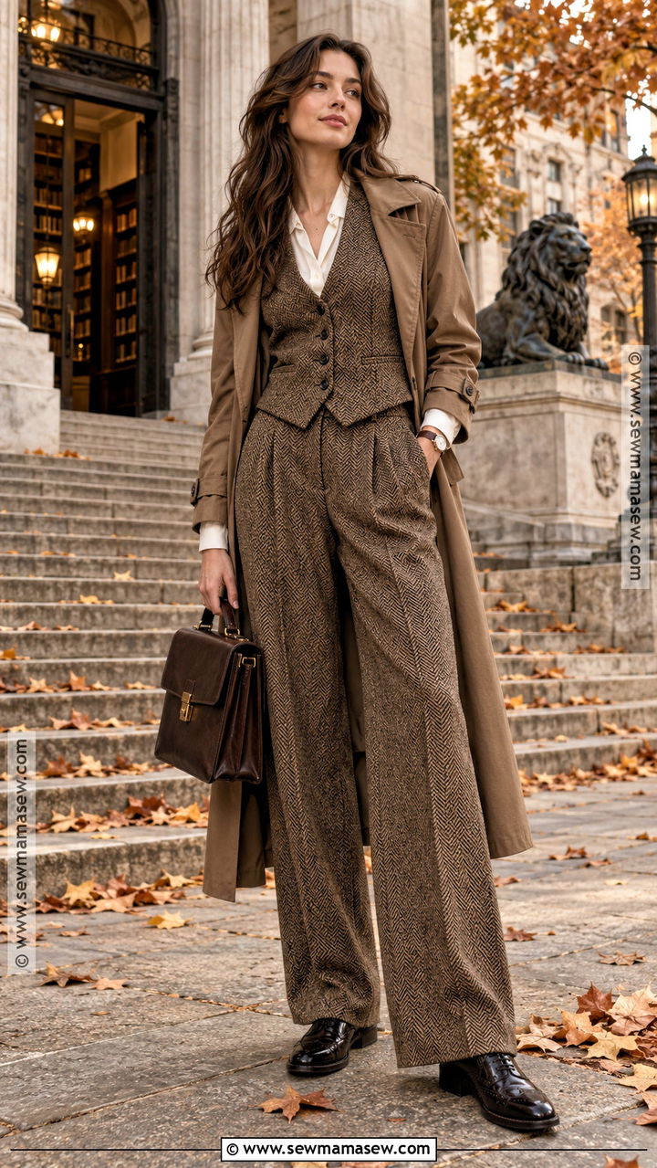 Waistcoat And Wide Leg Trousers Dark Academia Outfit - 20 Autumn Dark Academia Outfits