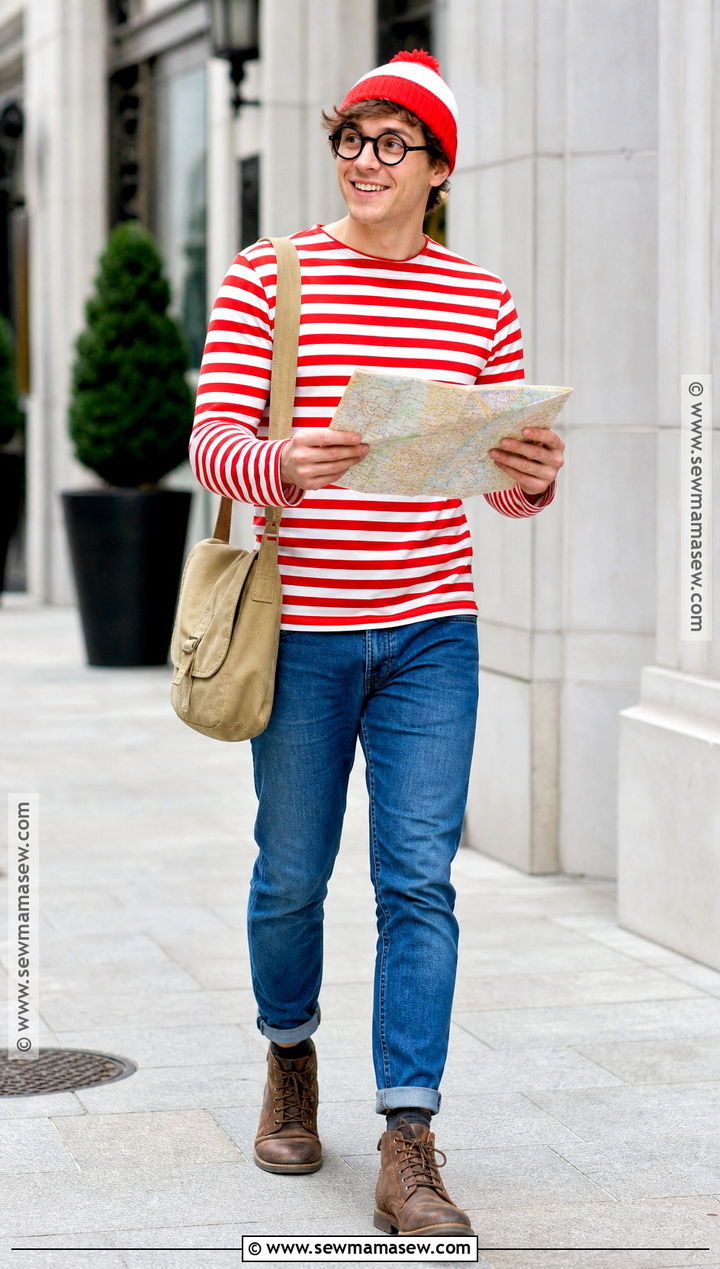 Waldo Costume With Striped Shirt - 30 closet costumes last minute