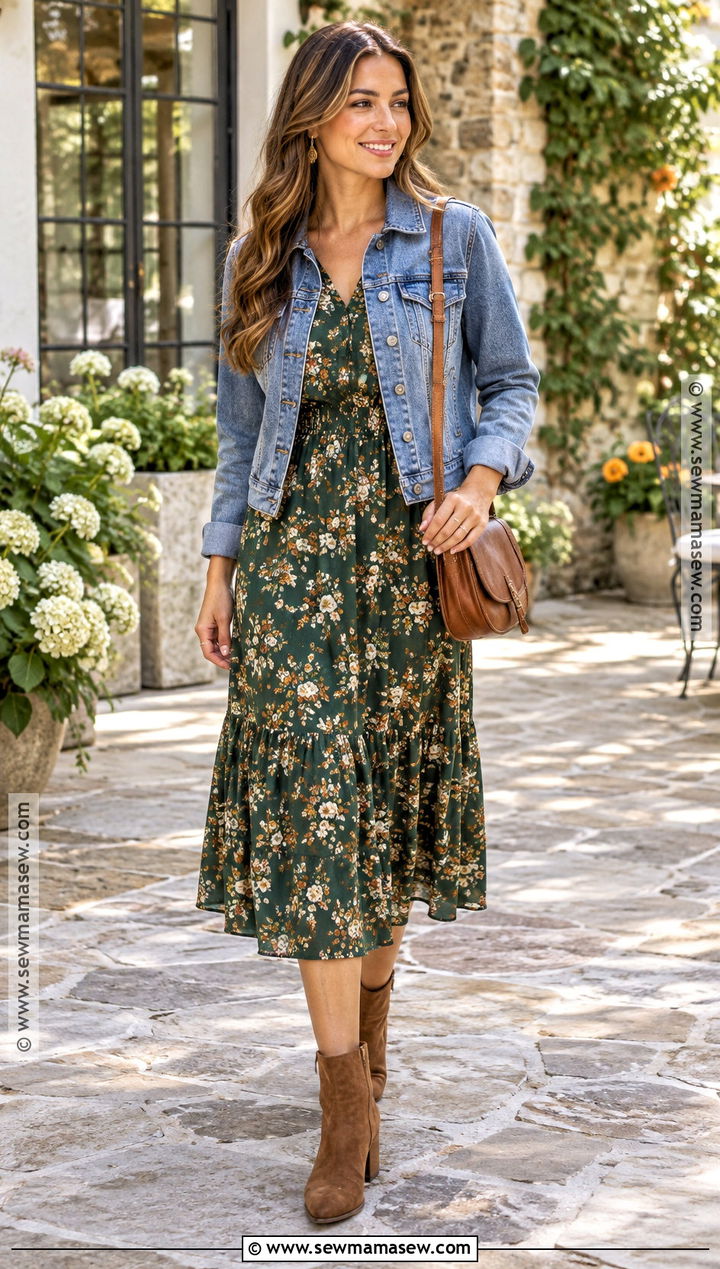 Walmart Fall Floral Dress and Ankle Boots Outfit - 20 walmart fall outfits