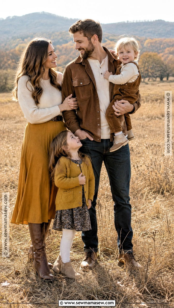 Walnut Brown And Mustard Family Photo Outfits - 20 Family Photo Outfits Fall Color Schemes Picture Ideas Winter