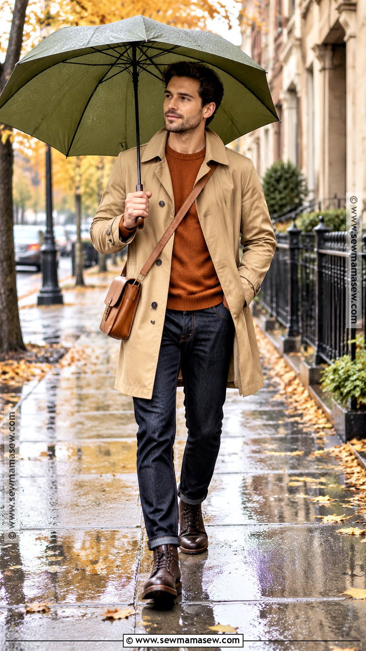 Warm Autumn Beige Trench Coat Outfit - 20 Warm Autumn Outfits for Men