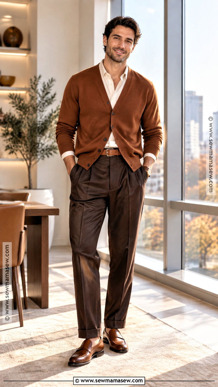Warm Autumn Cinnamon Cardigan Outfit - 20 Warm Autumn Outfits for Men