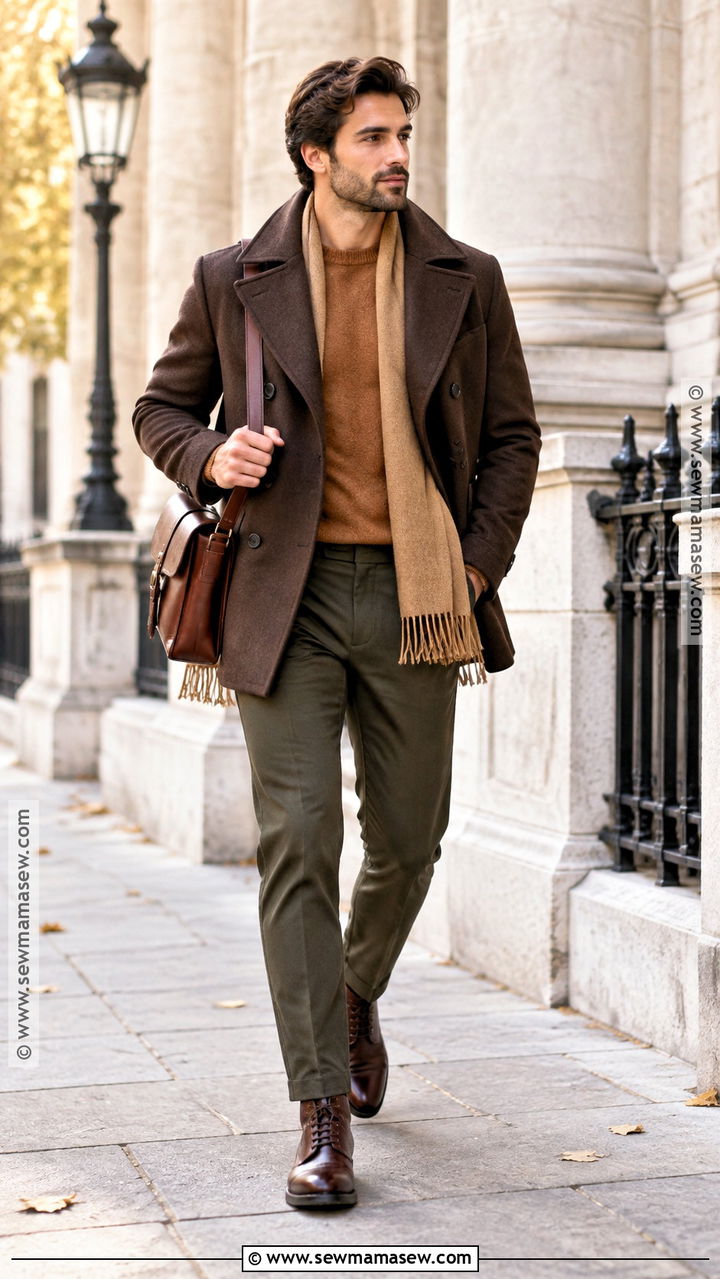 Warm Autumn Espresso Peacoat Outfit - 20 Warm Autumn Outfits for Men