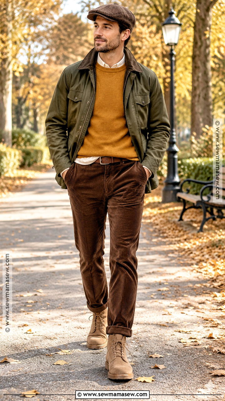 Warm Autumn Moss Field Jacket Outfit - 20 Warm Autumn Outfits for Men
