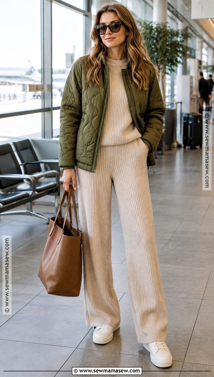 Warm Autumn Quilted Jacket And Knit Set Outfit - 20 warm autumn fashion ideas