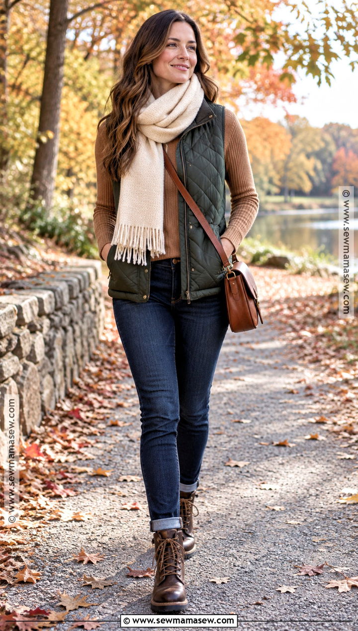 Warm Autumn Quilted Vest Outfit - 20 Warm Autumn Style Ideas
